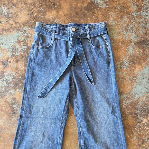 J Crew Paper Bag Jeans Size 26P Belted Strait Leg Denim BX565 High Waist Stretch - Picture 3 of 9